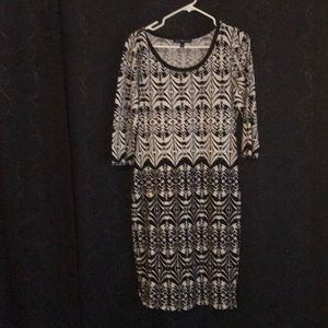 Black and white knee length dress